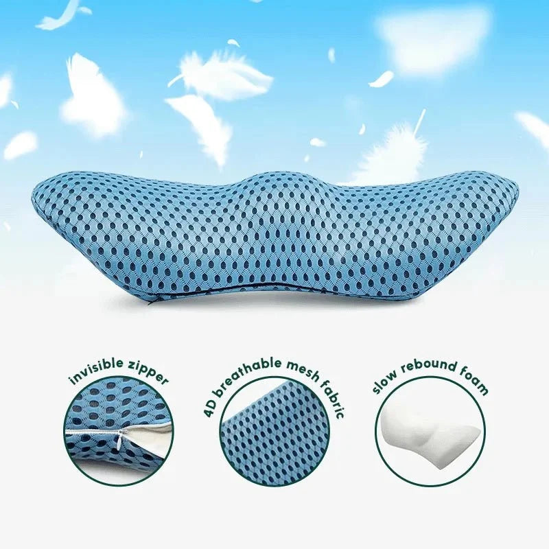 Comfora cushion showing the mesh fabric, zipper and foam