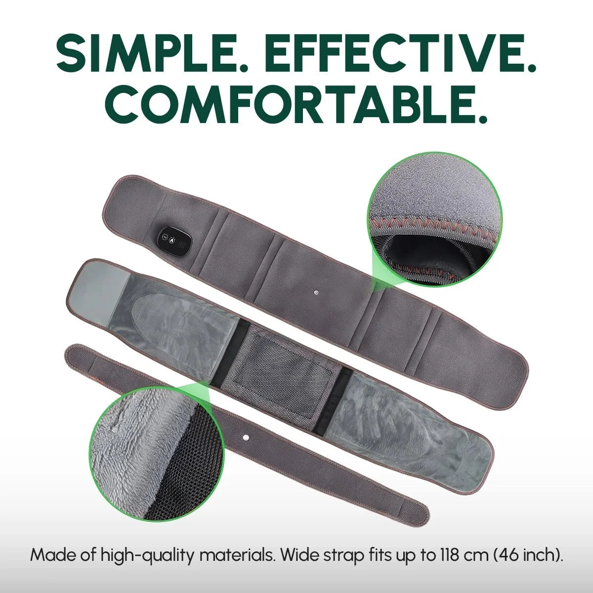 ComfortWrap laid flat showing the wide strap and control panel
