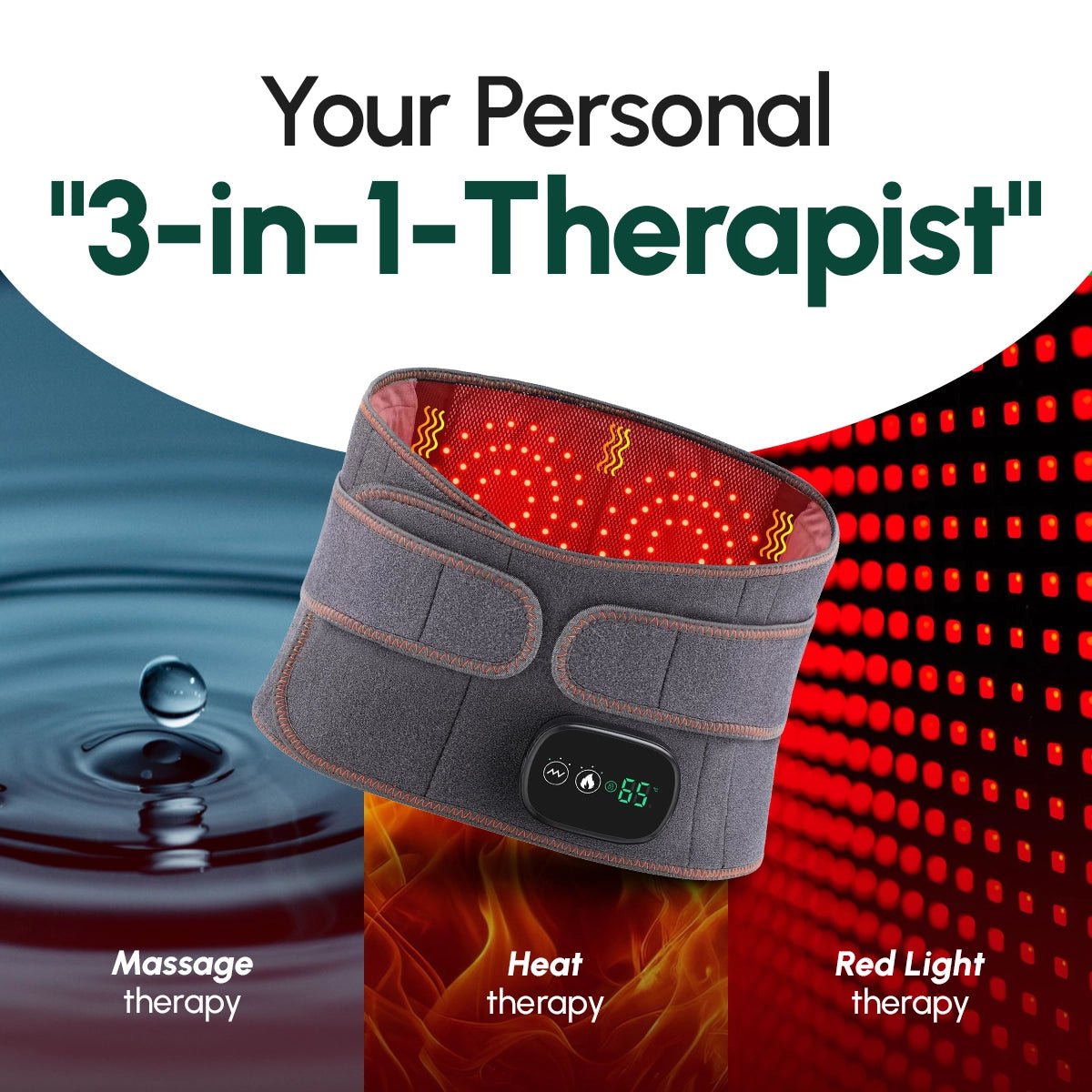 TermoReliever™ 3 - in - 1 Back Relief Belt - Komforten