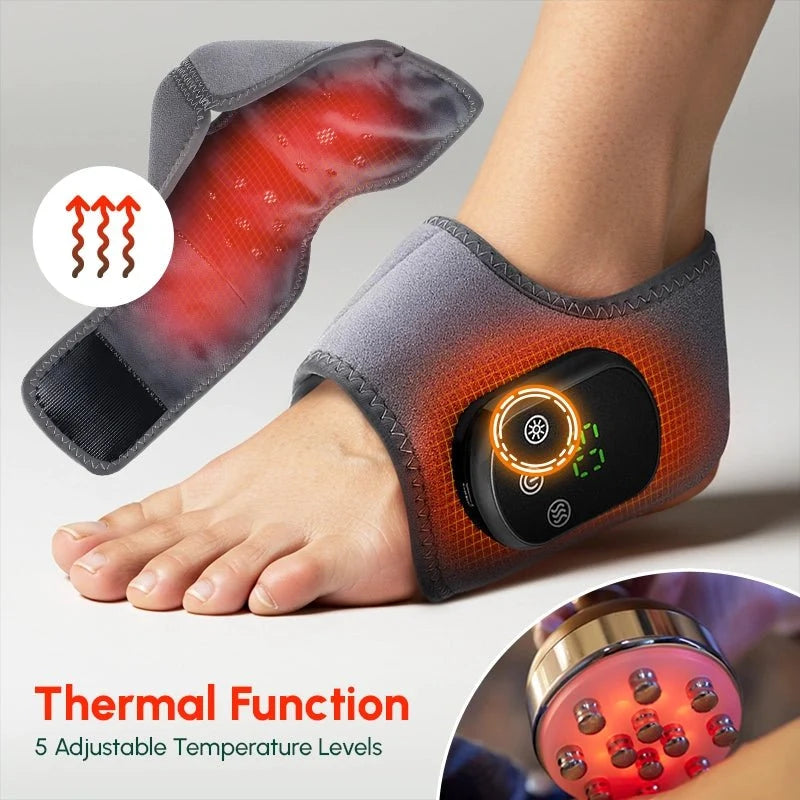 FootFlux foot massager showing the warmth function with five temperature levels