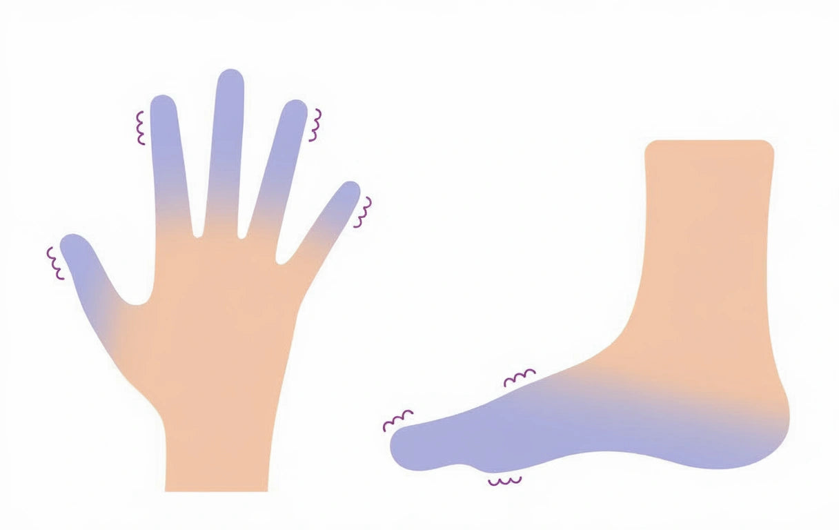 Kalla händer och fötter kan vara ett tecken på nedsatt cirkulation